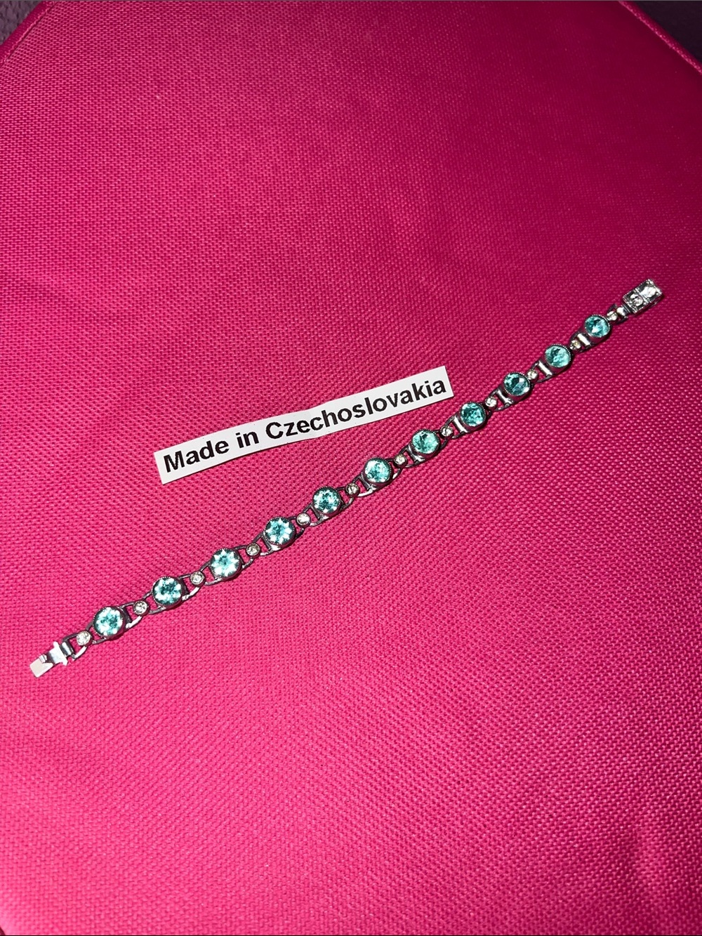 Vintage Blue Crystal Tennis Bracelet Czech